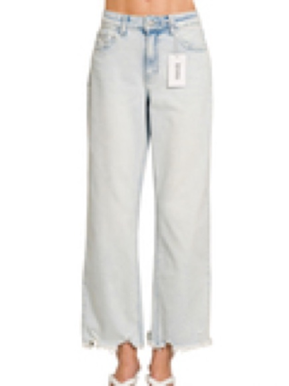 Zenana Light Indigo Wide-Leg Women’s Jeans Raw Hem
